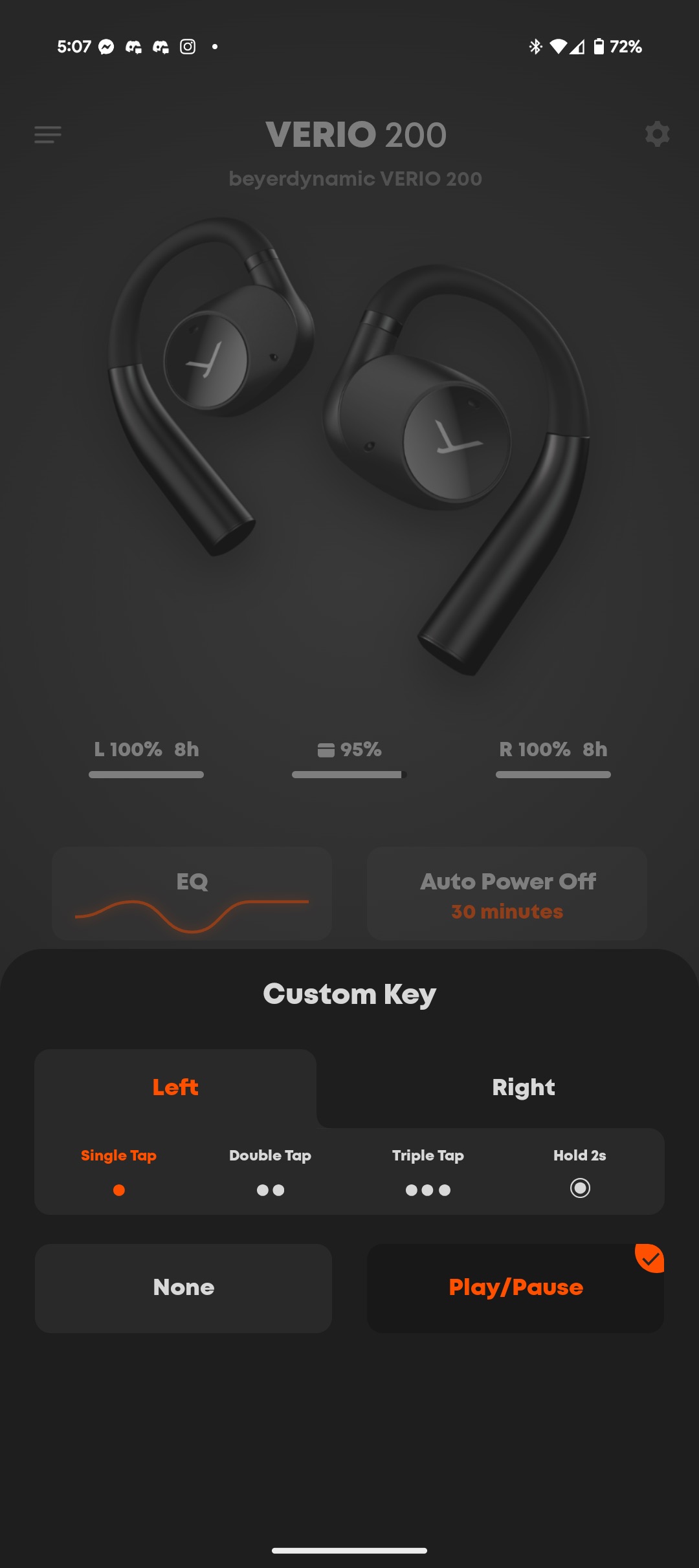 Screenshot of Beyerdynamic app customize playback settings