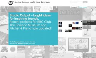 Studio Output has customised its WordPress website with a mosaic of roll-overs showing its portfolio of work