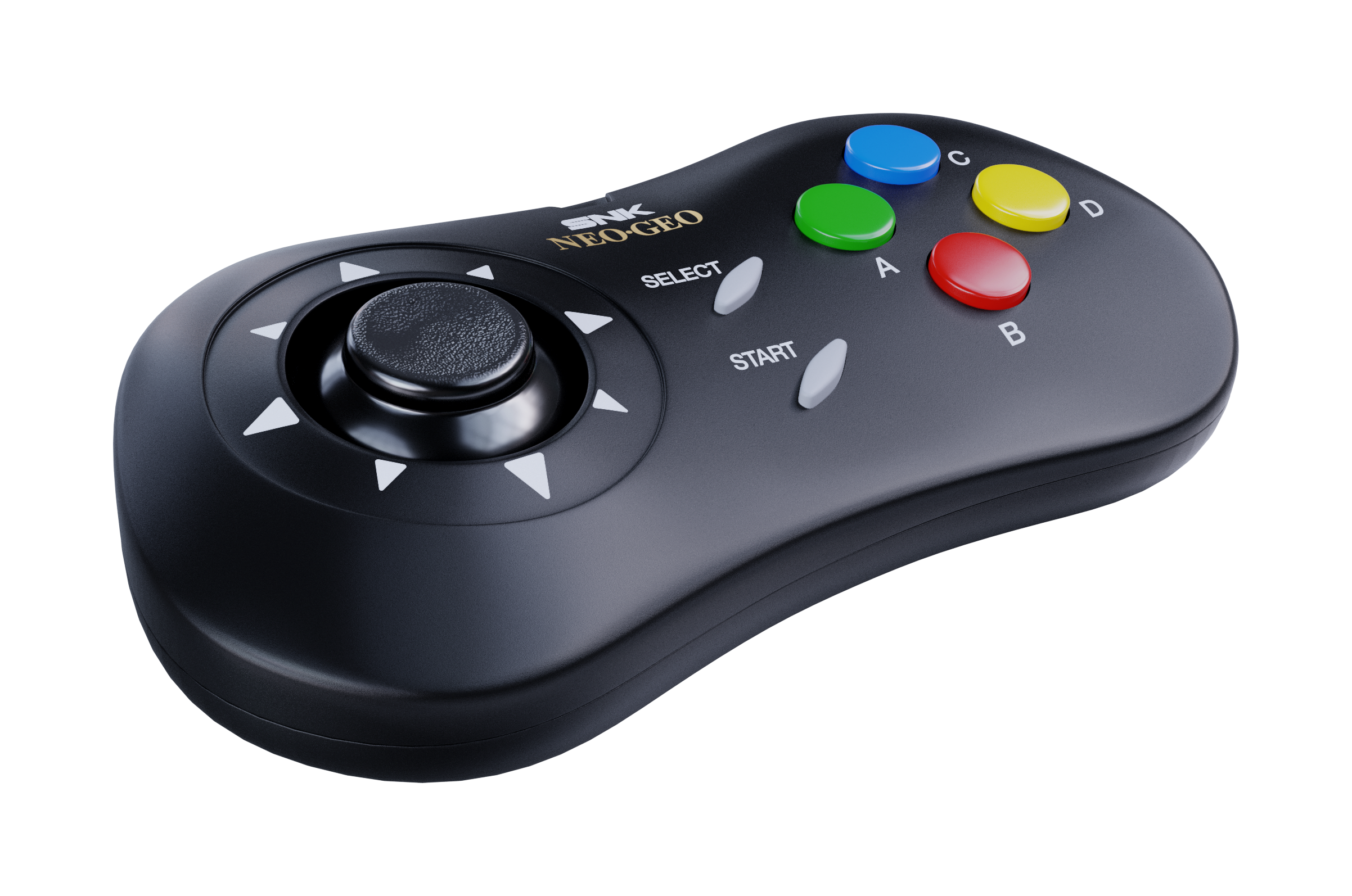 A retro game console from the 1990s by SNK NEOGEO in black and white