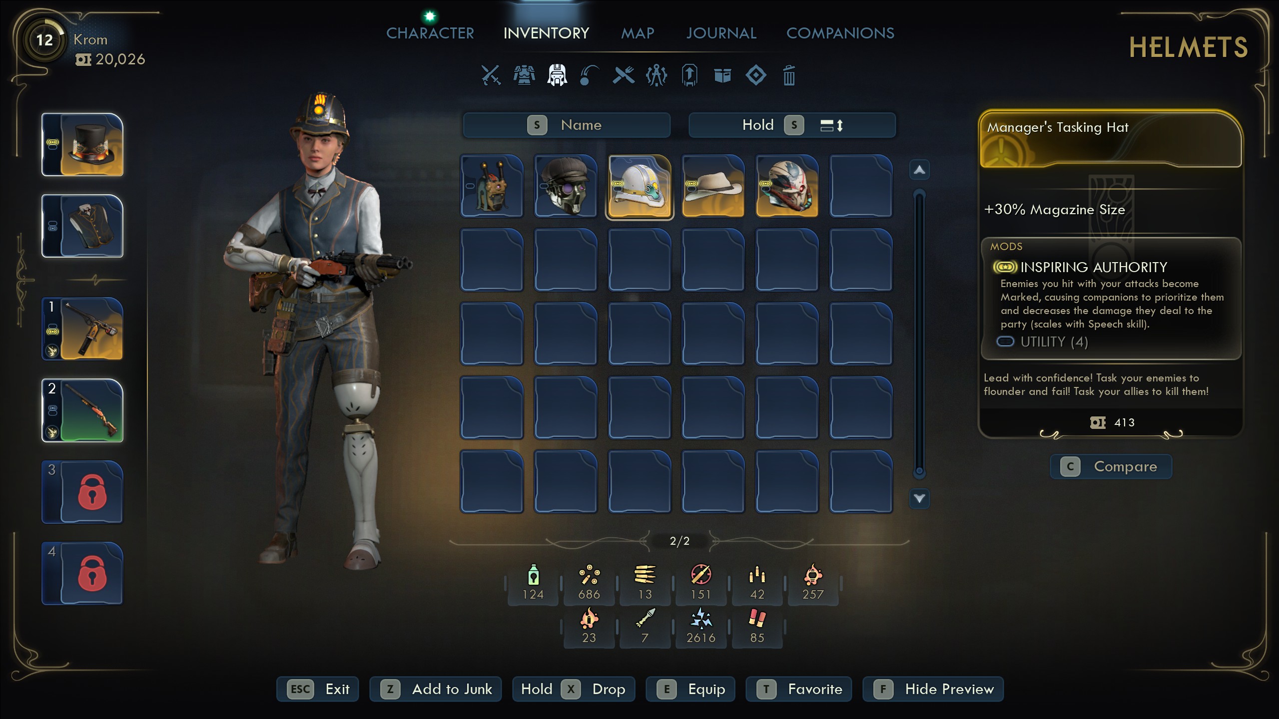 Outer Worlds 2 best armor - Manager's Tasking Hat