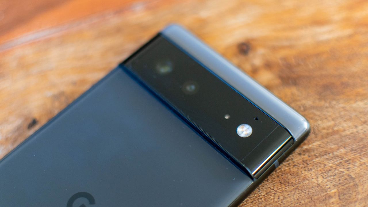 A closeup of the Google Pixel 6's rear camera bar