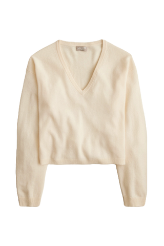 J.Crew Cashmere Relaxed Cropped V-Neck Sweater