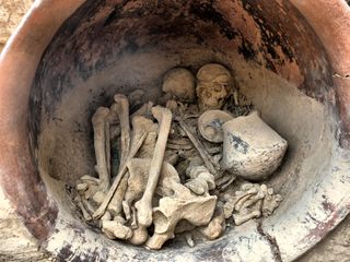 A Bronze Age tomb of a wealthy, powerful couple, discovered in La Almoloya in southeastern Spain.