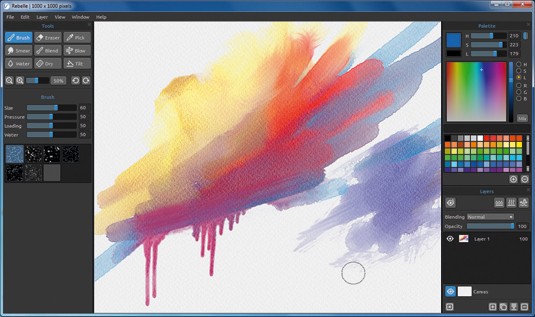 The Tilt feature simulates the results you would achieve in real life if you altered the angle of the canvas