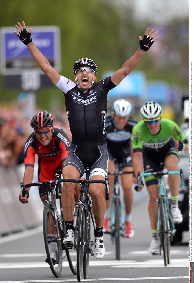 Fabian Cancellara (Trek) inks his name in the record books with a third Tour of Flanders win