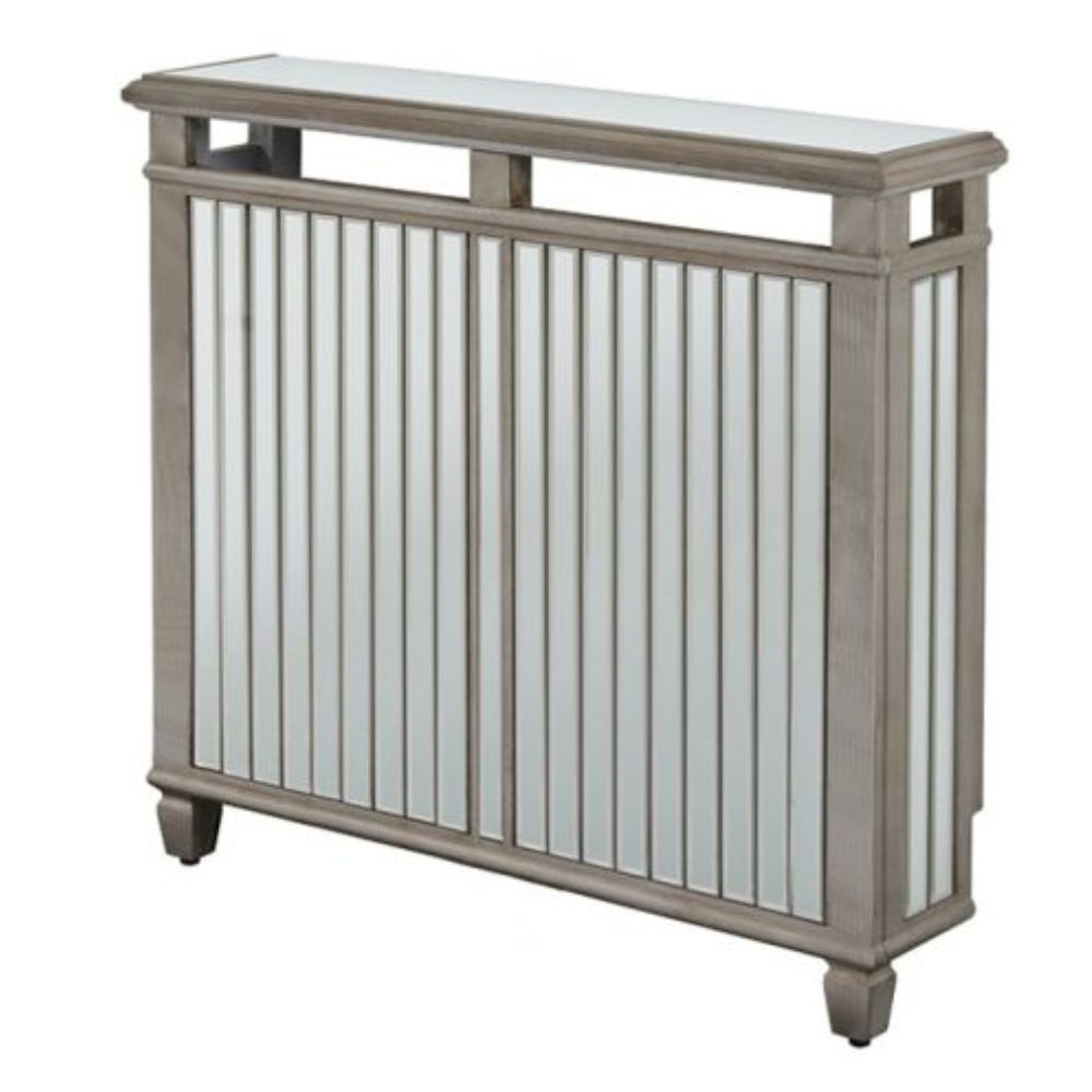 A mirrored radiator cover