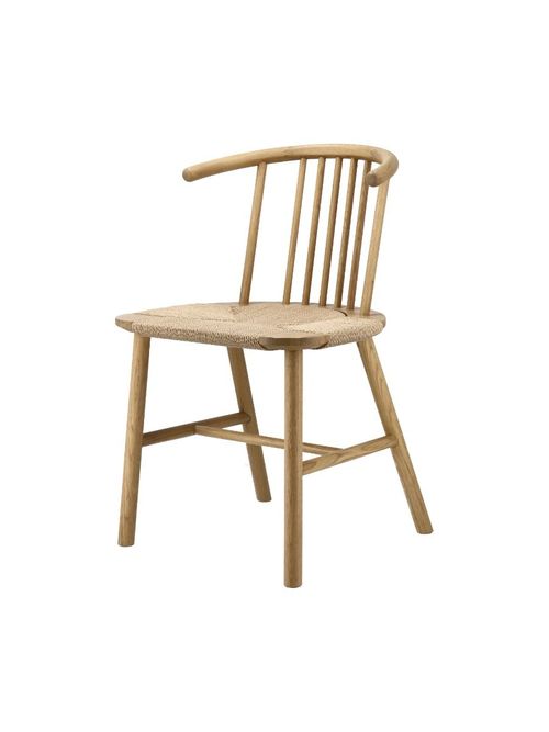 Vior Dining Chair Wicker Seat, Lacquered Oak