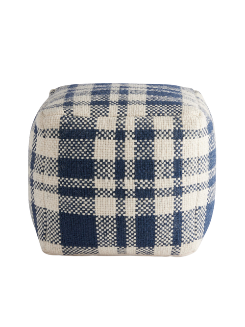 Plaid Wool Pouf