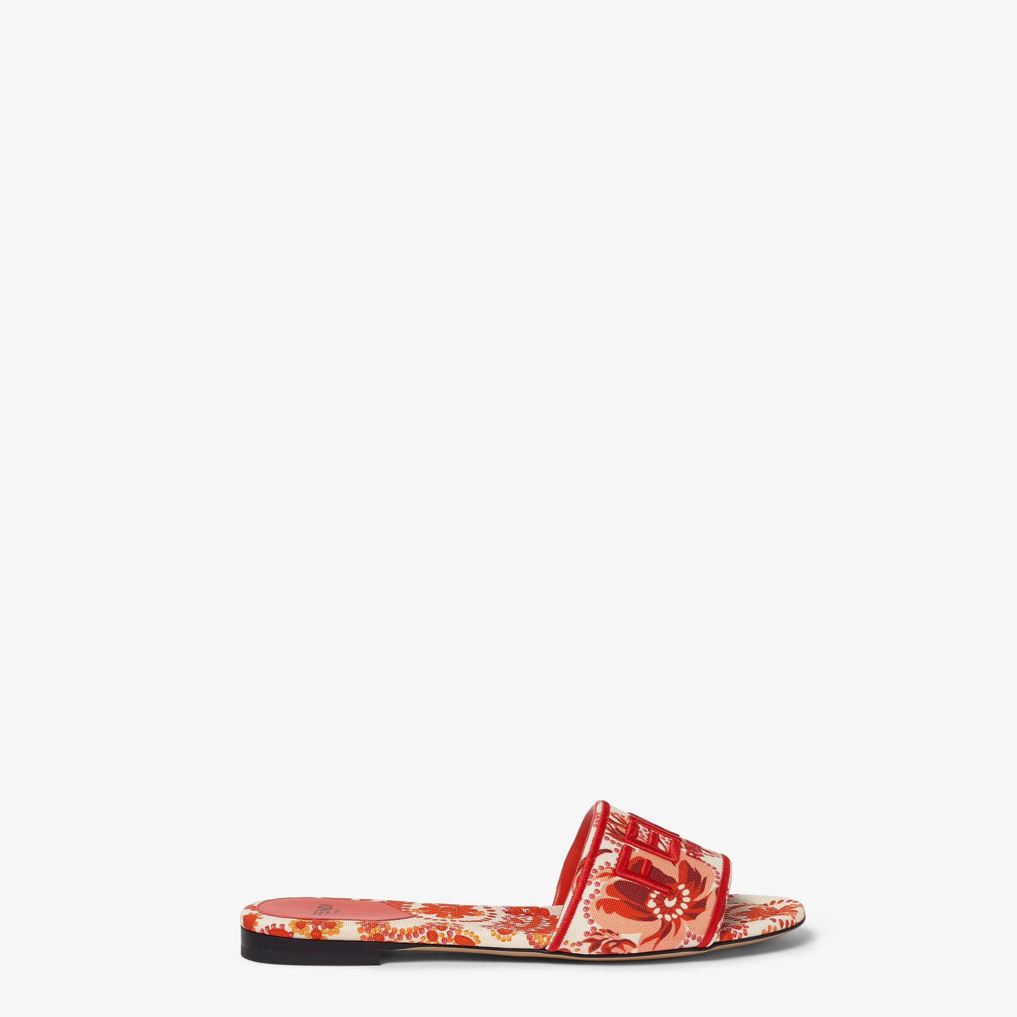 Fendi Sunshinered and Camelia Canvas Slides