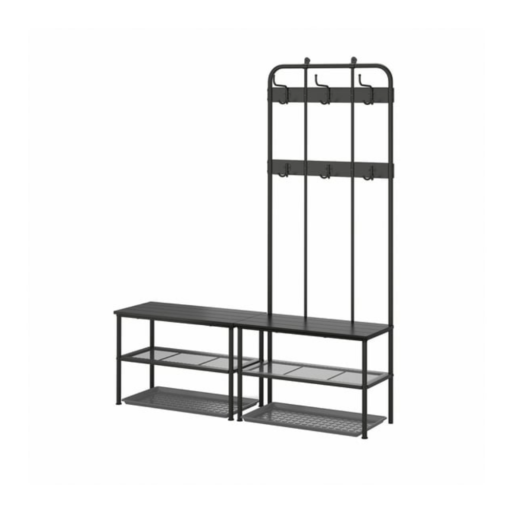 Clothes rail and shoe storage