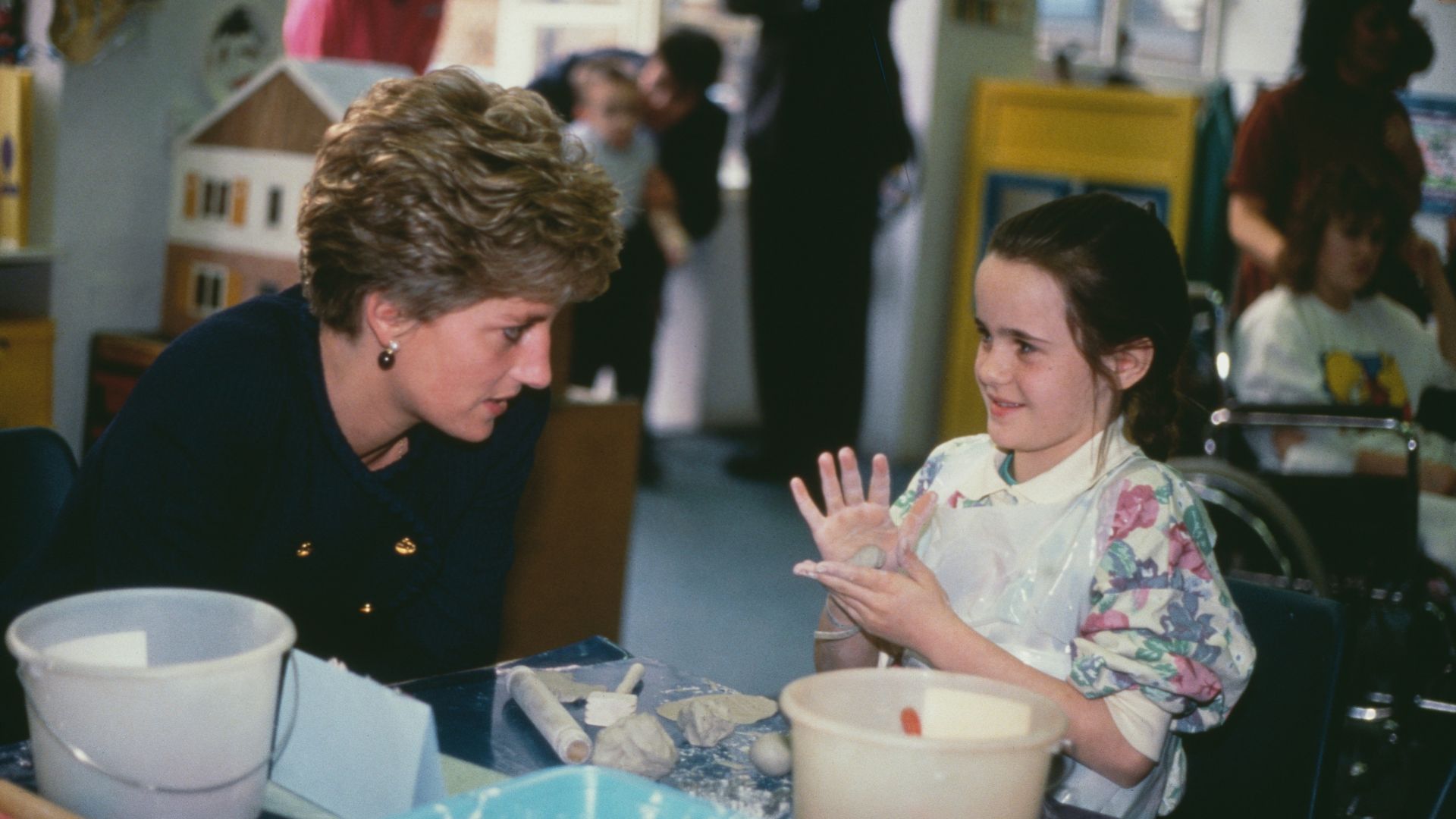 Diana, Princess of Wales visits children at Great Ormond Street Hospital in London, March 1991