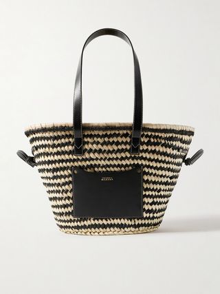 ISABEL MARANT Cadix Leather-Trimmed Raffia Tote