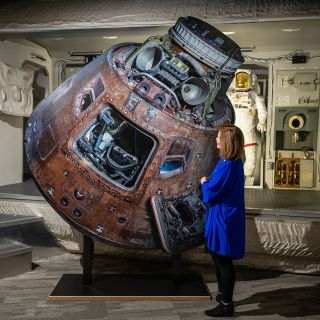 The Cosmosphere's "Apollo 13: A Mission of Survival" traveling exhibit, featuring the world's highest-resolution photo op with the Apollo 13 command module Odyssey, is the first offering of the SpaceWorks Exhibit and Artifact Rental Program.
