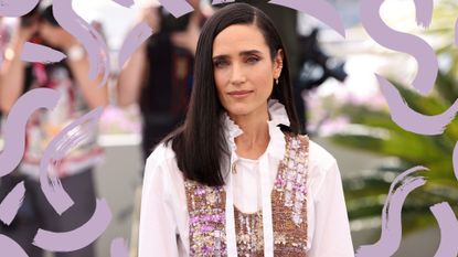 Jennifer Connelly wearing one of the most flattering medium hairstyles for women over 50, a a collarbone-grazing one length long bob