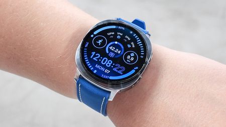 Close-up of the Samsung Galaxy Watch 8 on the writer's wrist