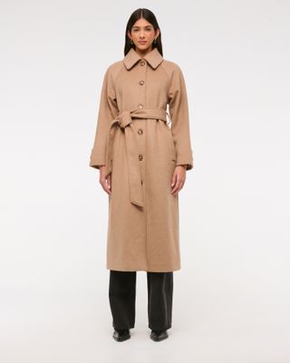 abercrombie, Belted Wool-Blend Coat