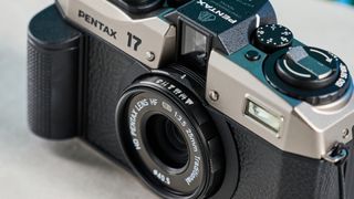 A Pentax 17 half-frame film camera