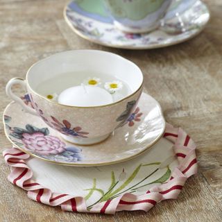 vintage style teacup candles and coasters