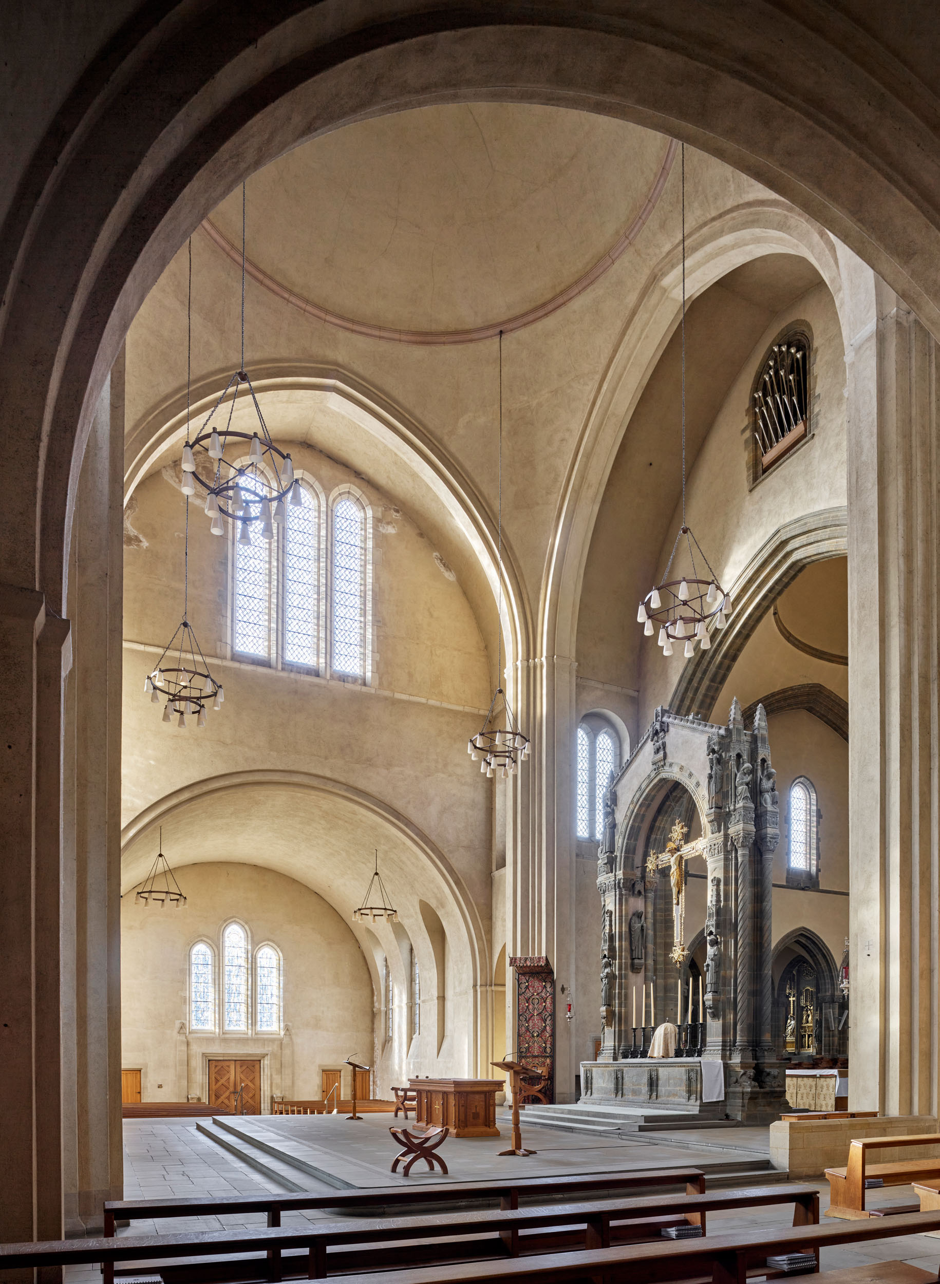 View across the transept at Ampleforth Abbey in North Yorkshire