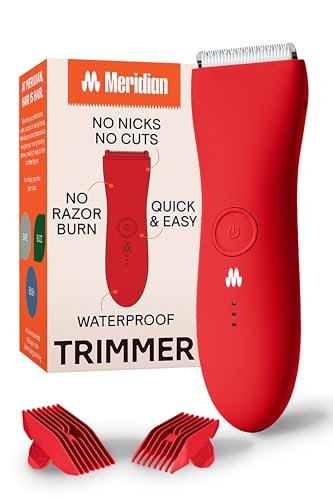 Meridian the Trimmer Original - Body Hair Trimmer for Men, Electric Shaver for Pubic Hair, Chest, Legs & Bikini, Waterproof & Rechargeable, Lava