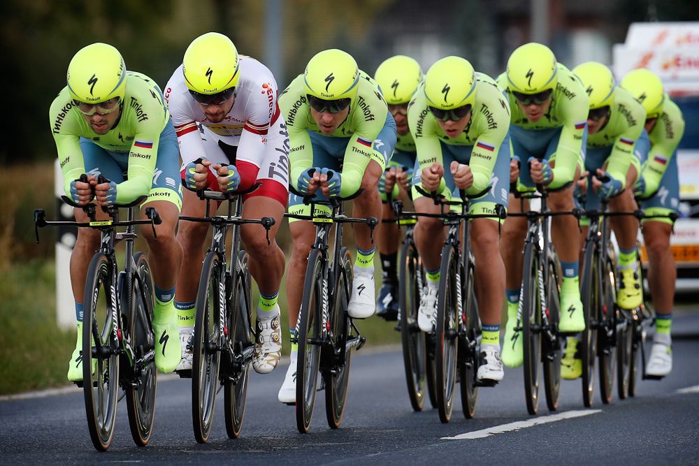 Peter Sagan and Tinkoff finished 8th during the Eneco team time trial