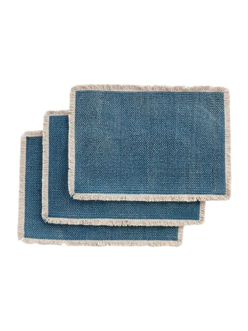 Blue Fringe Edge Placemats, Set of 4 
