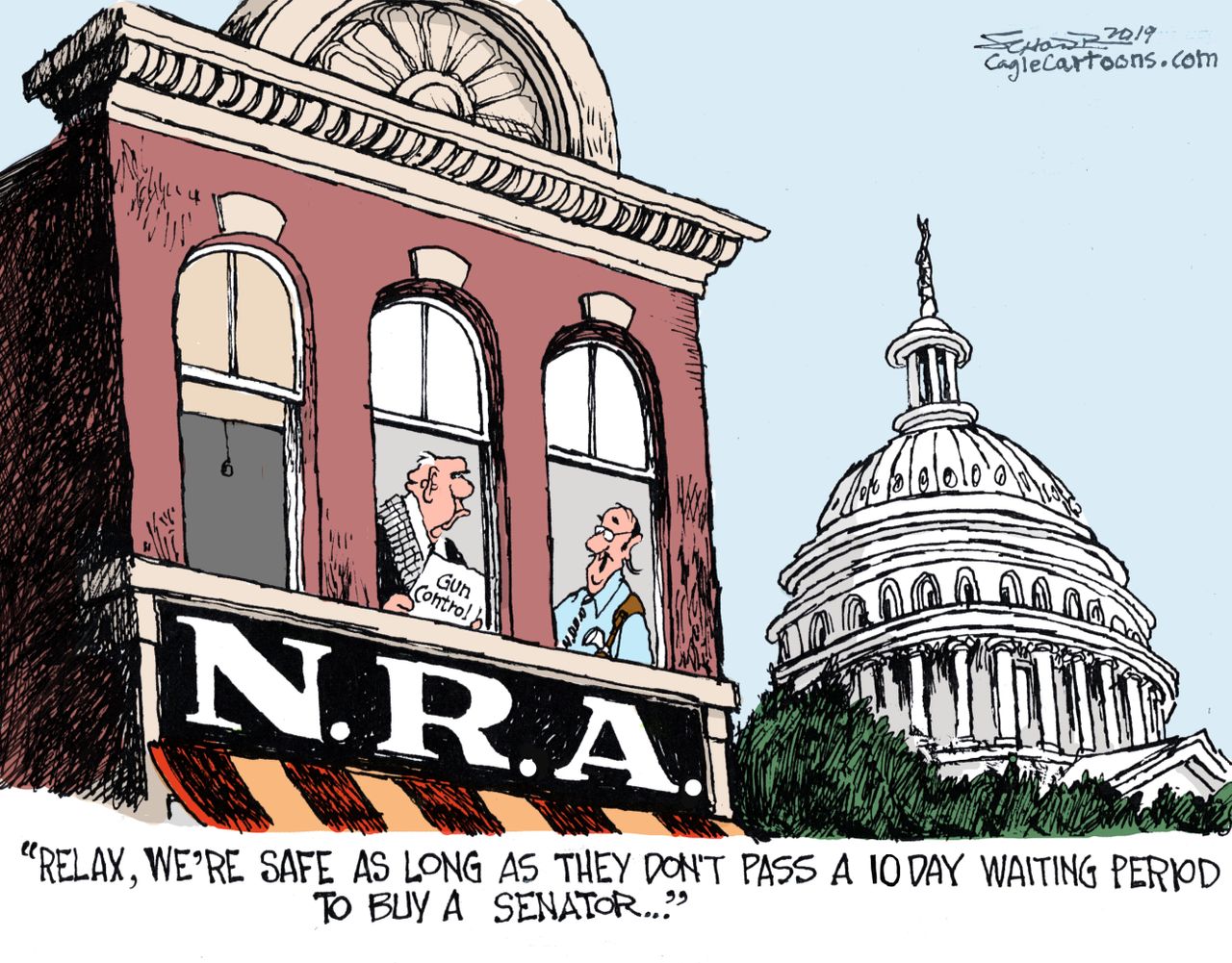 Political&amp;amp;nbsp;Cartoon&amp;amp;nbsp;U.S. gun control parkland NRA lobbyists congress