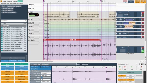 Tracktion 6.1 includes a basic but thoroughly functional audio warping system