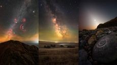 collage of three astrophotography images