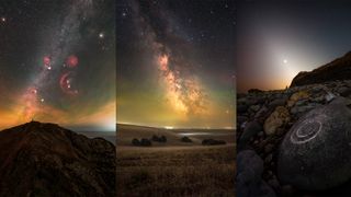 collage of three astrophotography images