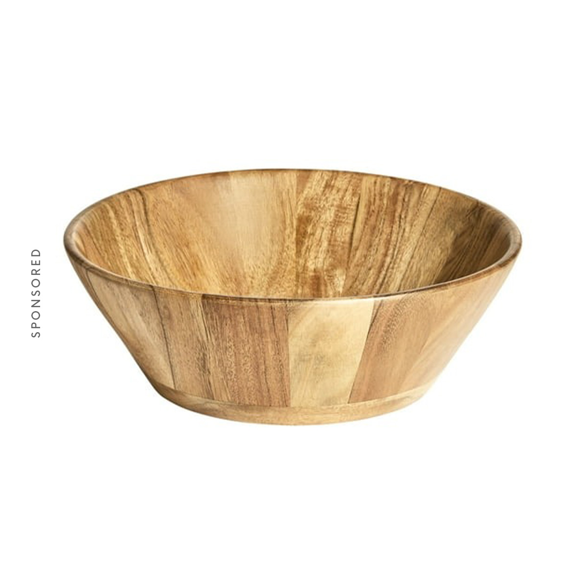Better Homes & Gardens- Acacia Wood Large Angled Serving Bowl, Natural Finish