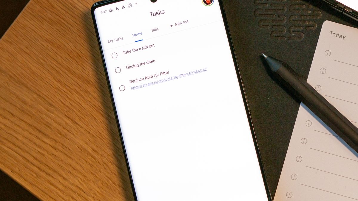 Close up of Google Tasks app