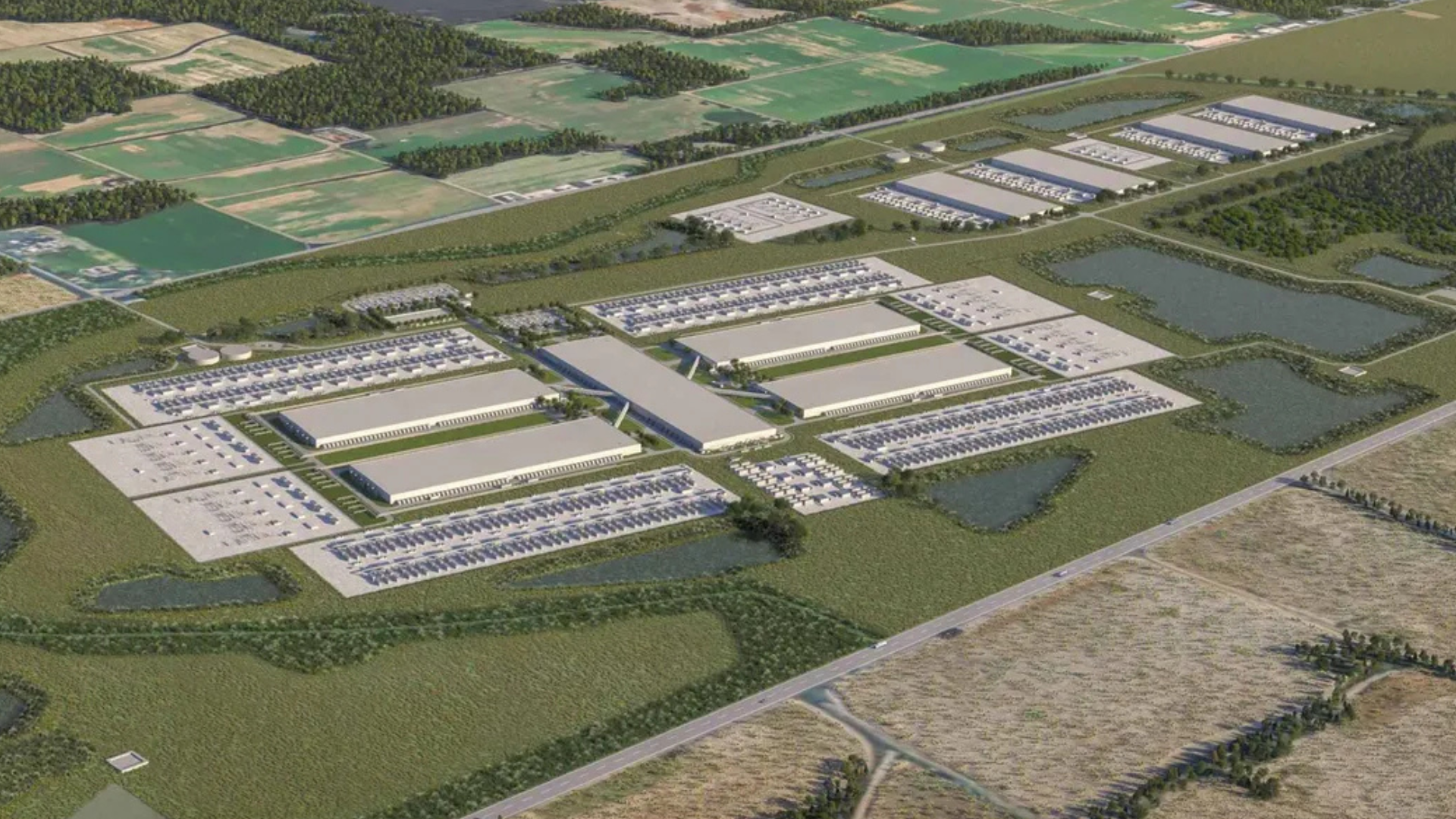 A rendering of Meta&rsquo;s planned data center in Louisiana