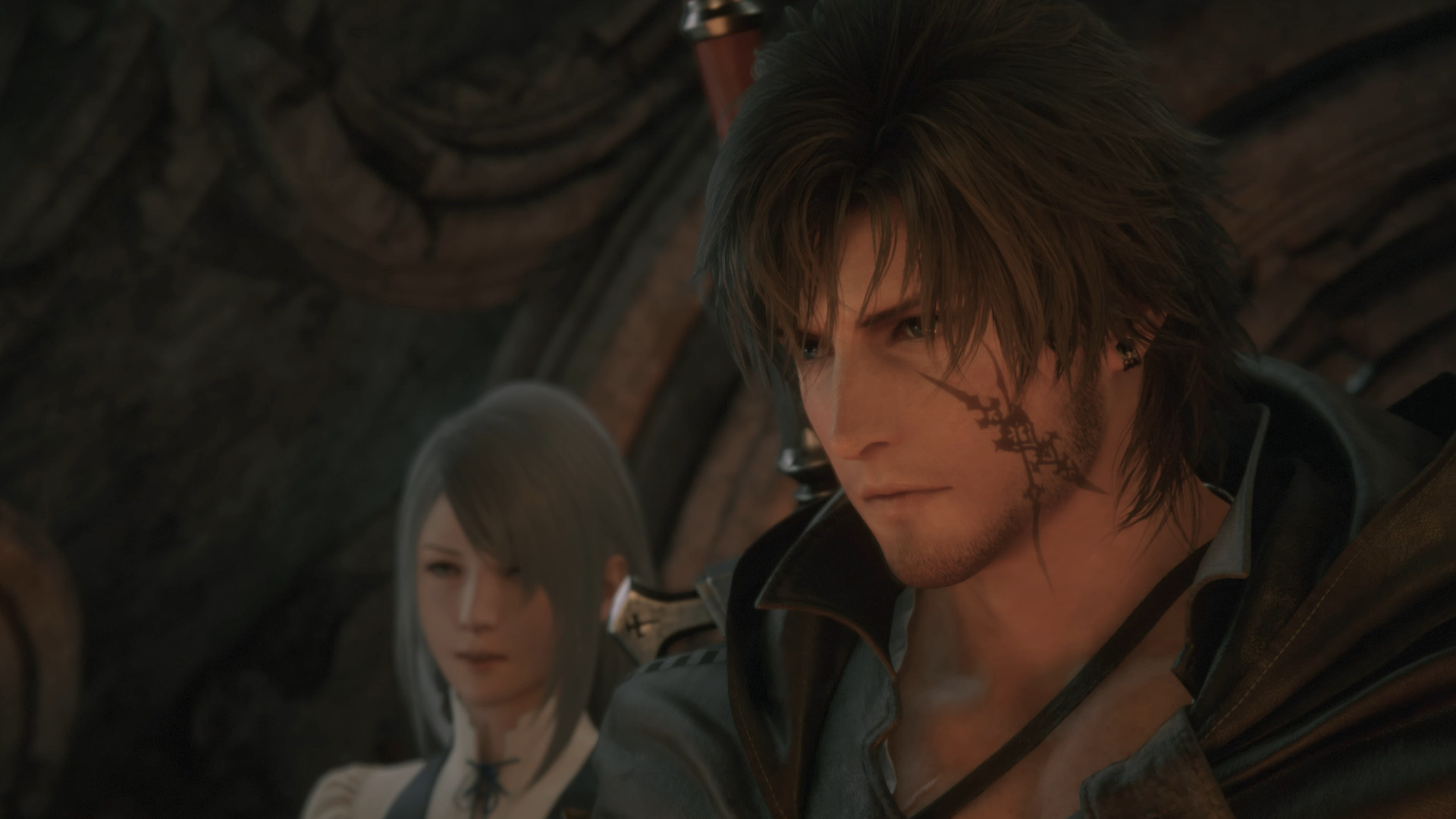 In Final Fantasy 16, protagonist Clive stands with Jill