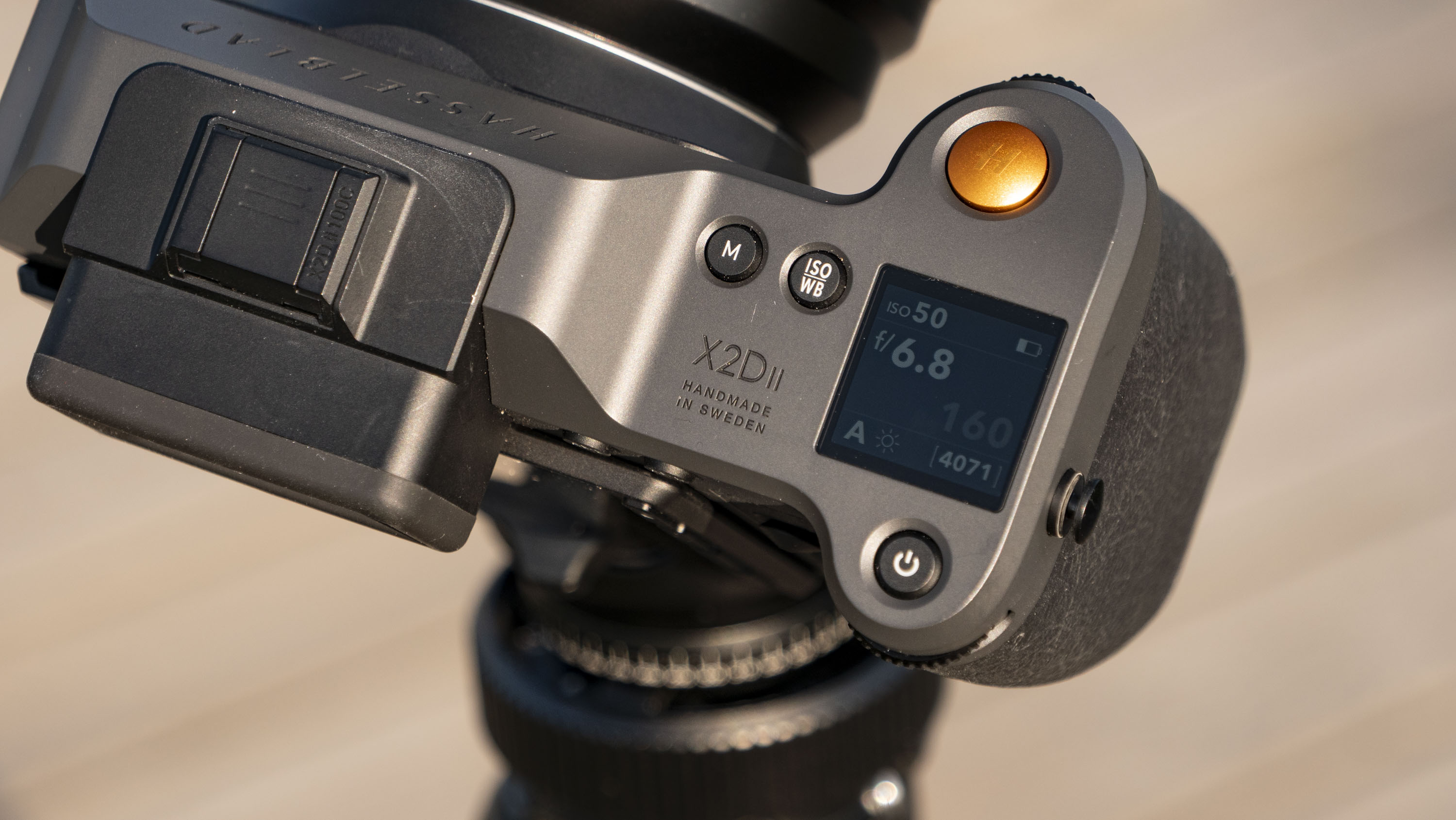 Top plate of the Hasselblad X2D II 100C camera outdoors at first light