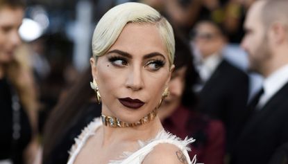 Outstanding Performance by a Female Actor in a Leading Role for "A Star is Born" nominee Lady Gaga walks the red carpet at the 25th Annual Screen Actors Guild Awards at the Shrine Auditorium in Los Angeles on January 27, 2019.