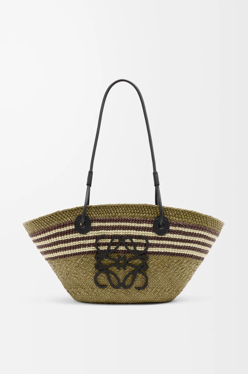 LOEWE, Small Anagram Basket in Iraca Palm and Calfskin