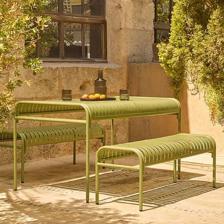 George Home Green Metal Slat 3 Piece Bench Set