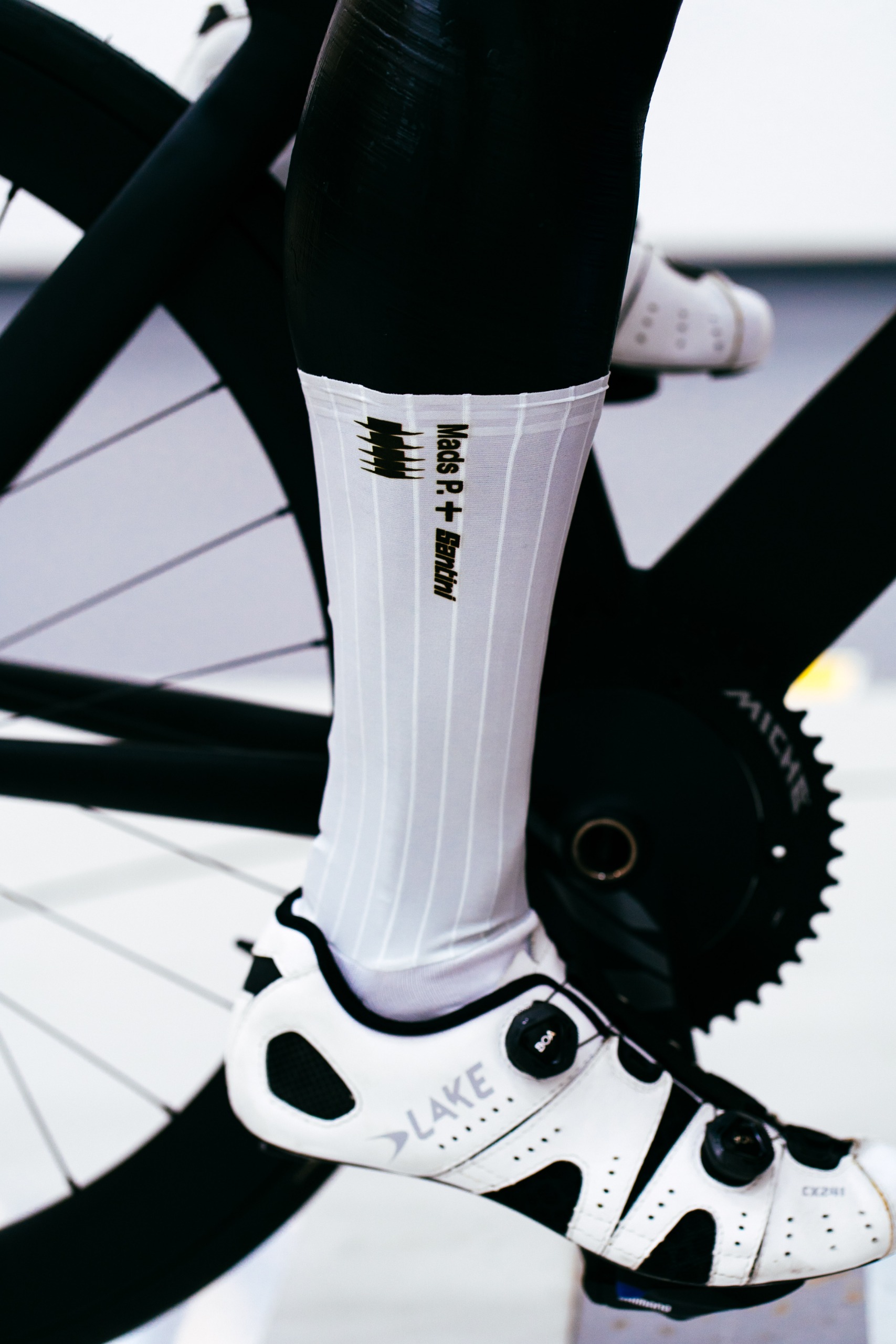 A close up shot of some socks being tested in the wind tunnel