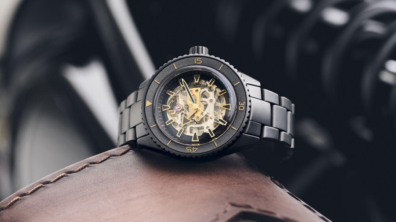 Rado Captain Cook High-Tech Limited Edition on a black motorbike