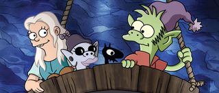 Bean, Trixy, Luci and Elfo in Disenchantment Season 3.