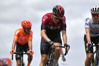 Rohan Dennis (Team Ineos) finishes stage 3 of the 2020 Tour Down Under at Paracombe