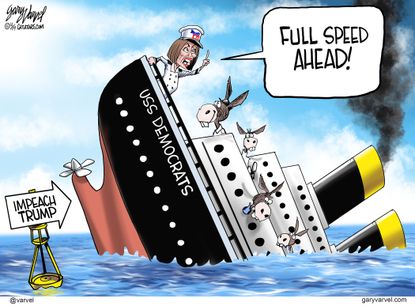 Political Cartoon U.S. Pelosi Full Speed Ahead