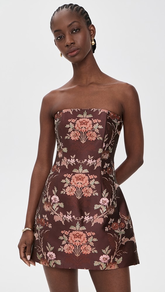 Ines Jacquard Dress - Trellis Jacquard Maroon
