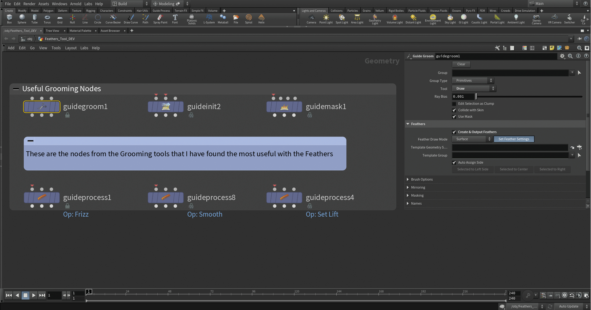 Follow Mario Leone's tutorial to use Houdini 20 feather tool, image 14