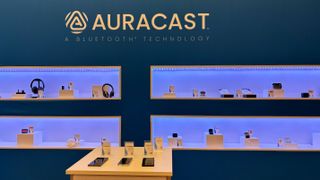 Auracast demo with audio products on shelves