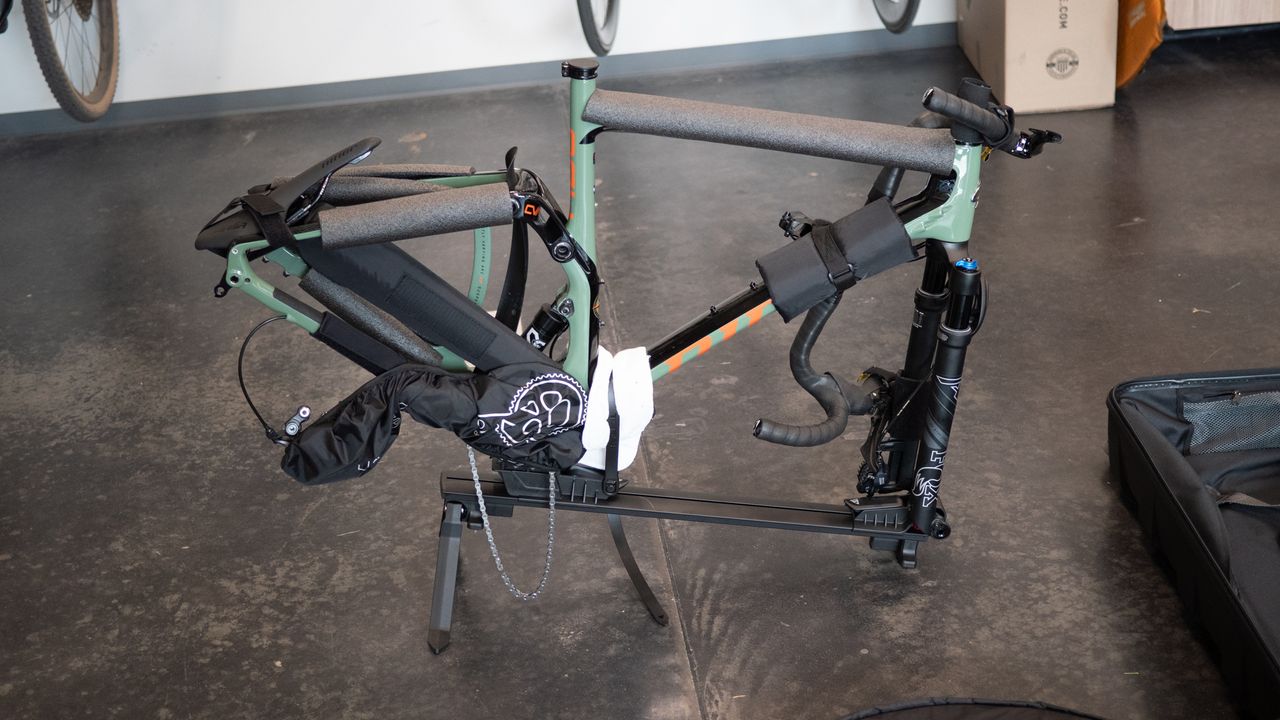 Topeak Pakgo X Bike Carrier bike on stand separated from bag