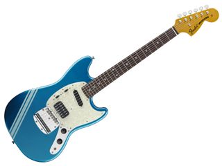 The Kurt Cobain Mustang, in Dark Lake Placid Blue with competition stripe