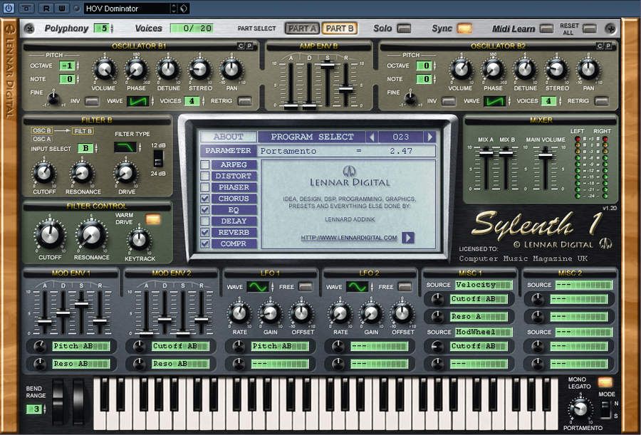 The main panel shows the parameters for the selected effect.