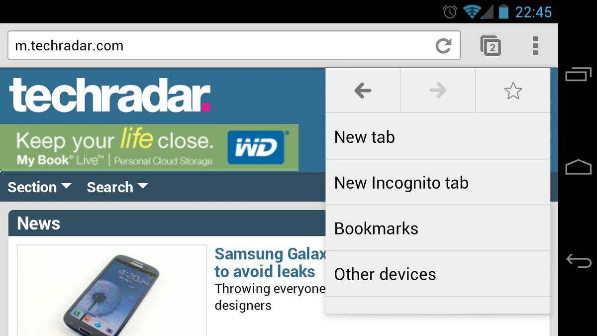 Phone browser. TECHRADAR. TECHRADAR example.